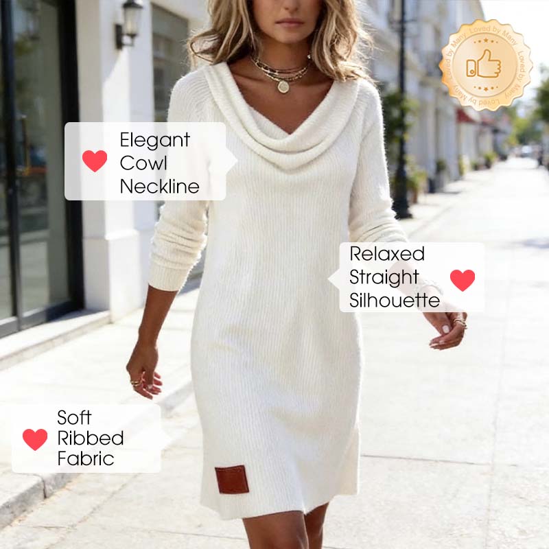 📢 Befristetes Angebot 49% RABATT 👗 Damen Langarm-Knittkleid mit Schal-Ausschnitt – Weicher Stoff & schmeichelhafte Silhouette ✅ | Gemütliche Eleganz & vielseitiger Winterstil ✨