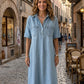🔥 Letzter Tag! 50% Rabatt Damen Jeans-Hemdkleid Midi mit Taschen 👖 Lässiges alltagstaugliches Sommerkleid – bequem & figurfreundlich