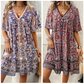 👗Minikleid mit Blumenmuster und V-Ausschnitt und kurzen Ärmeln für Damen