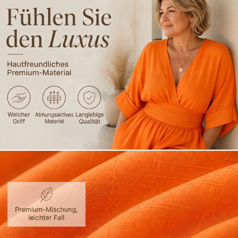 Damen V-Ausschnitt Hochtaillierter Weitbein-Jumpsuit