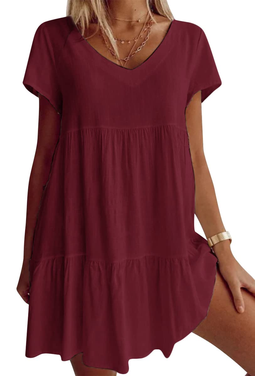 💝 Lässiges Kurzarmkleid mit V-Ausschnitt