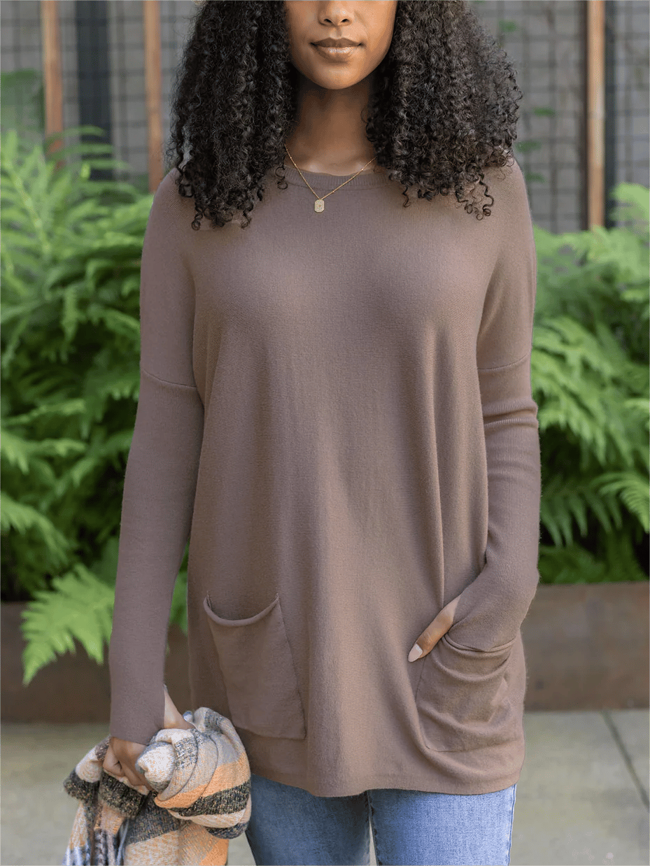 🎁Heißer Verkauf 49% RABATT⏳Langarm-Daumenloch-Pullover-Taschentunika