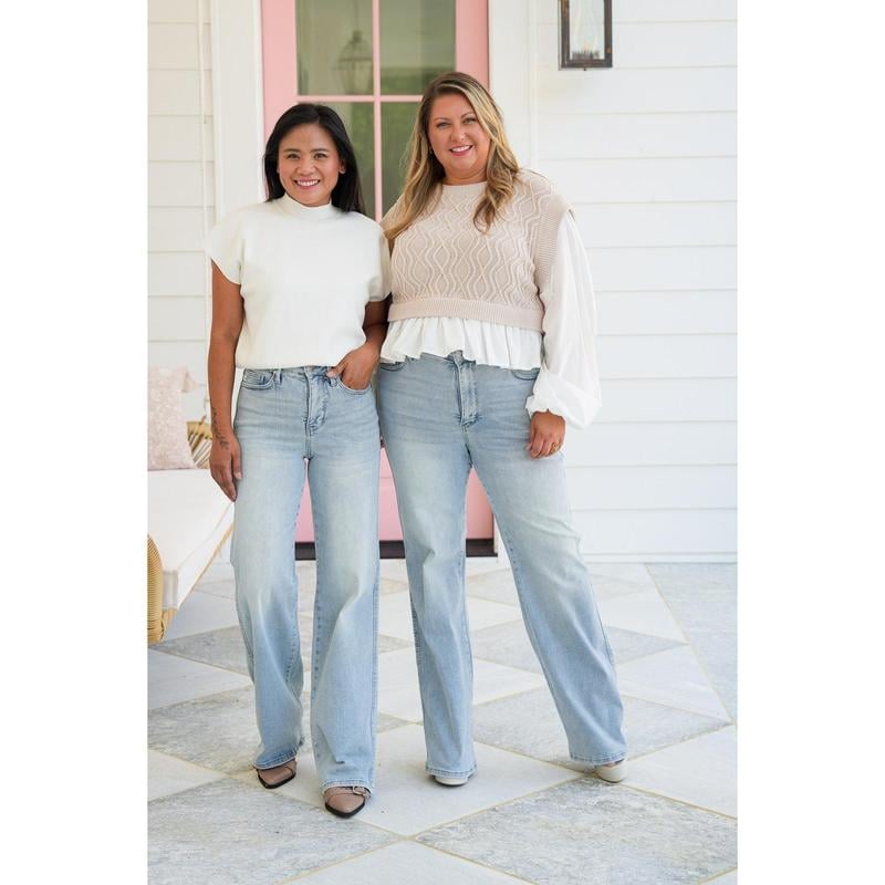 🌷Vorverkauf 50% Rabatt auf🍃Vintage-Waschungen mit hohem Bauch und Bauchkontrolle Jeans mit geradem Bein