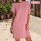 Damen lässiges Kleid mit Rollärmeln und Taschen