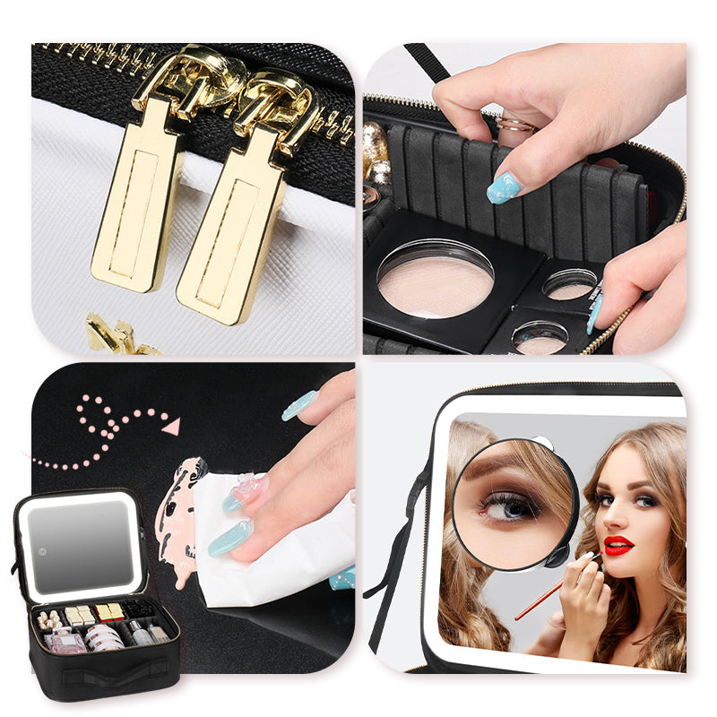 🪞 50% RABATT! ✨ Tragbare Kosmetiktasche mit LED-Spiegel – Beleuchtet, kompakt & vielseitig – Perfekt für makelloses Make-up unterwegs 💄