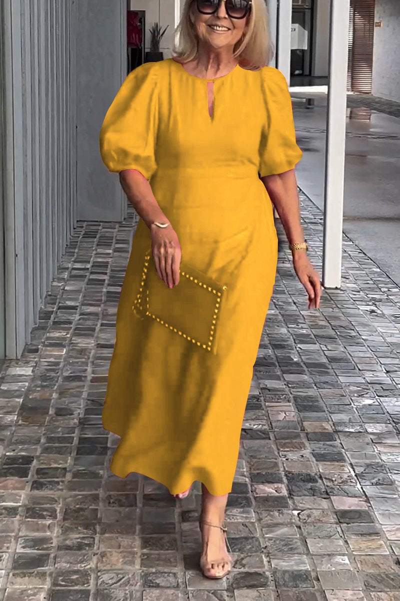 💞Einfarbiges Kleid aus Baumwollleinen