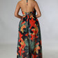 👗Women's Floral Print Chain Decor Split Thigh Tie Back Cami Dress
