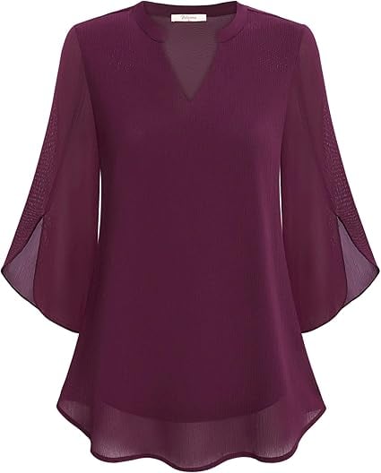 💖LETZTER TAGSVERKAUF 50 % RABATT💖Chiffonhemd mit V-Ausschnitt