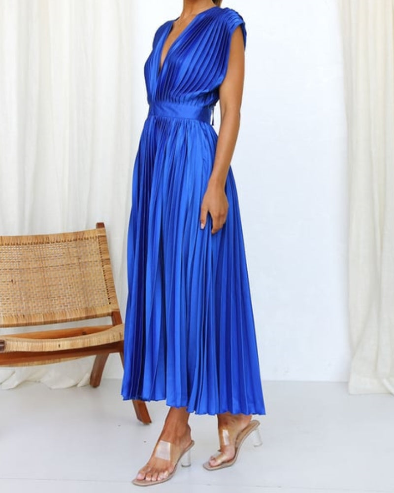 🔥 Zeitlich begrenzter 50% Rabatt💃 Drapiertes Faltenrockkleid mit V-Ausschnitt