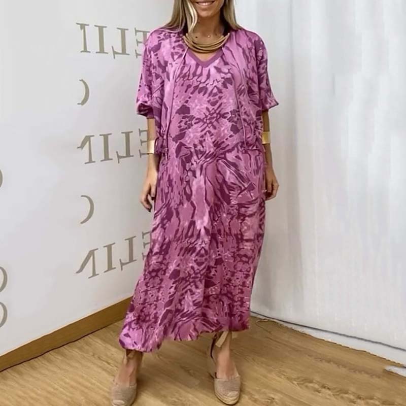 Modisches, lässiges, bedrucktes Kleid für Damen, zweiteiliges Set
