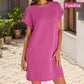 Damen lässiges Kleid mit Rollärmeln und Taschen