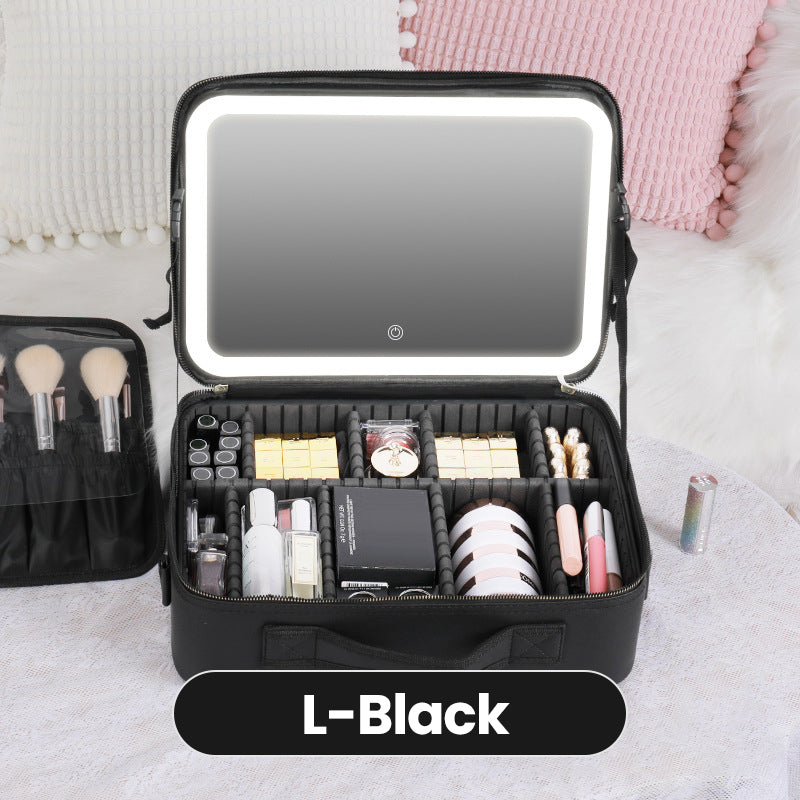 🪞 50% RABATT! ✨ Tragbare Kosmetiktasche mit LED-Spiegel – Beleuchtet, kompakt & vielseitig – Perfekt für makelloses Make-up unterwegs 💄