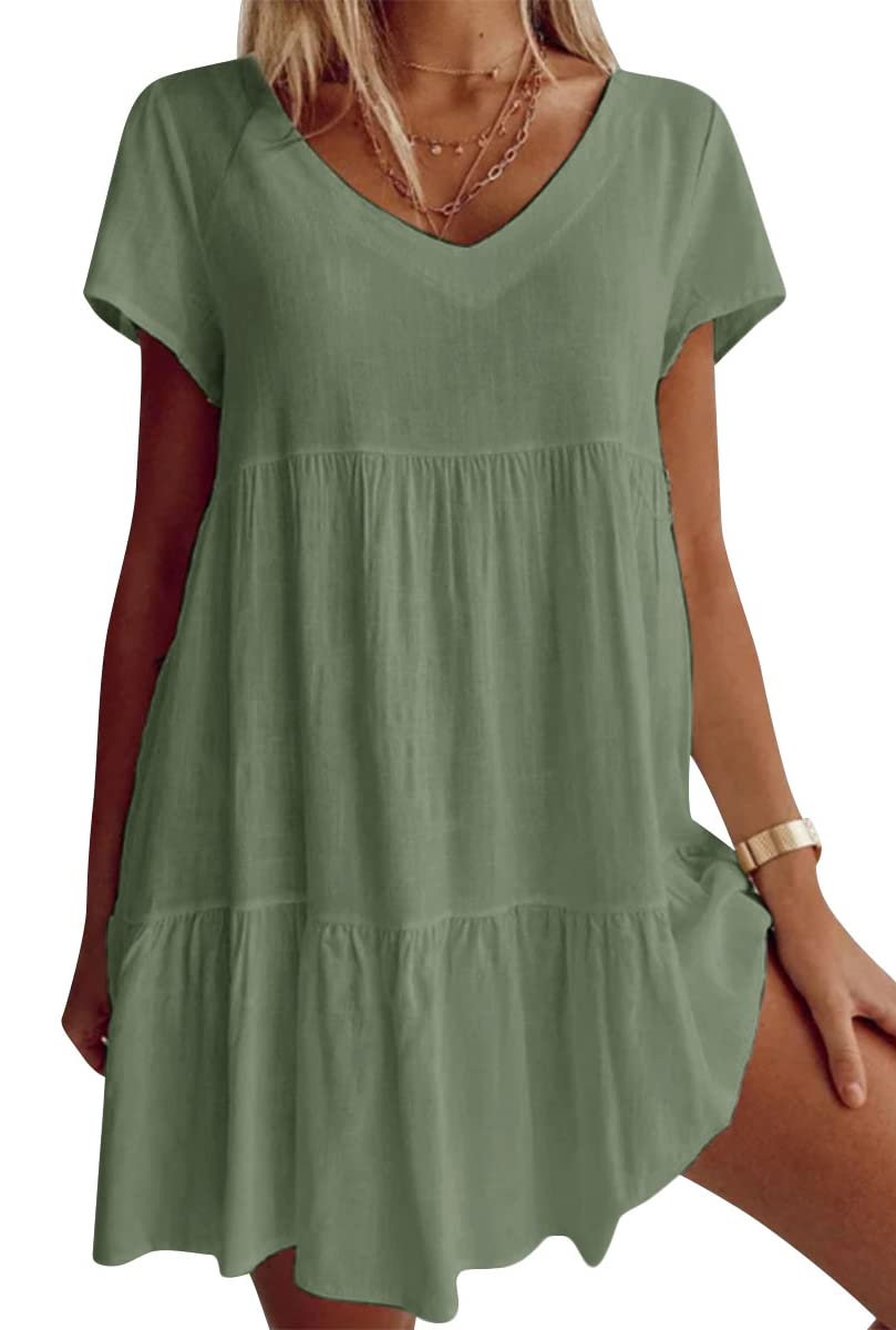💝 Lässiges Kurzarmkleid mit V-Ausschnitt
