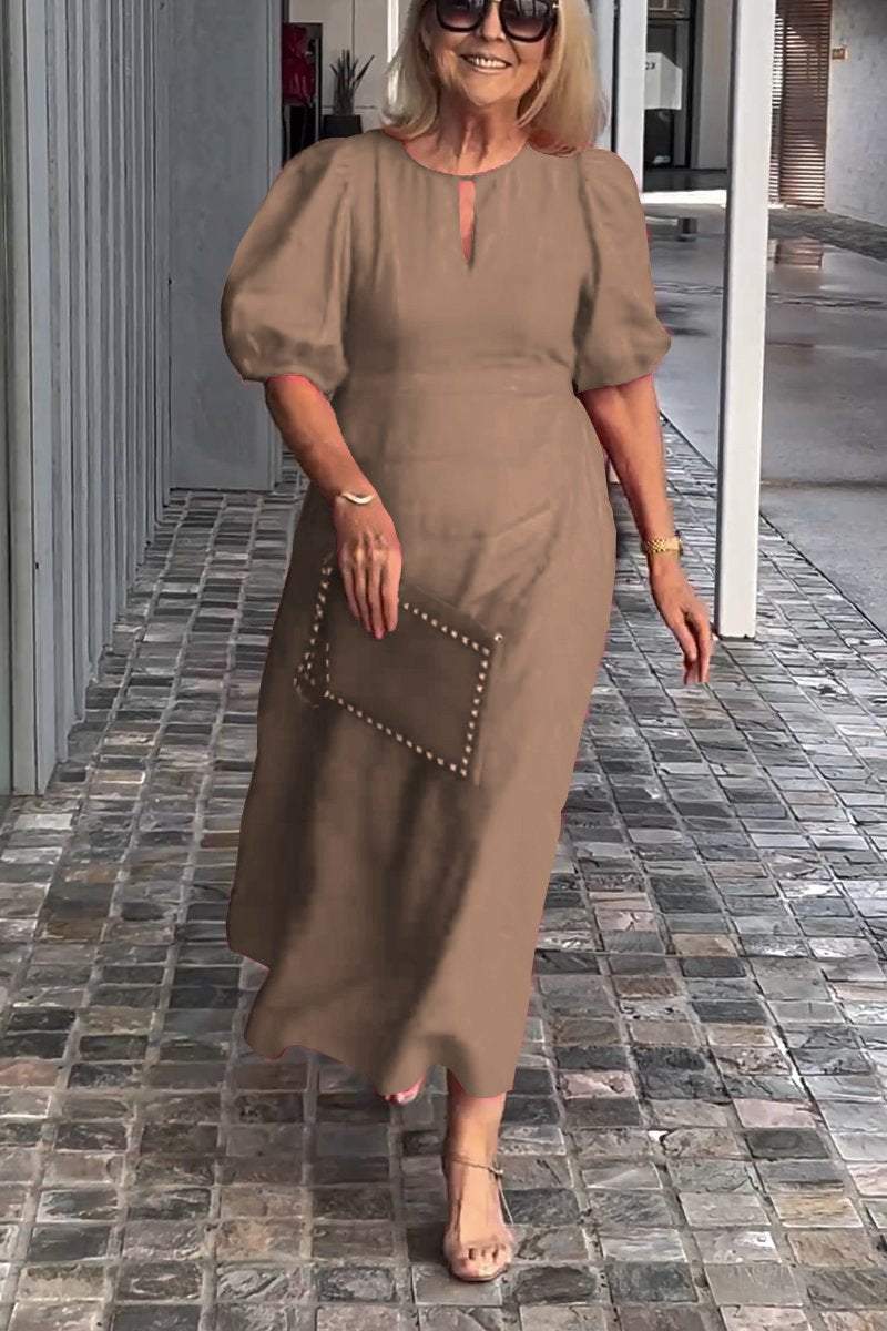 💞Einfarbiges Kleid aus Baumwollleinen