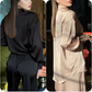 Elegantes Damen-Set aus Oberteil und Hose mit weitem Bein