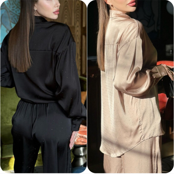 Elegantes Damen-Set aus Oberteil und Hose mit weitem Bein