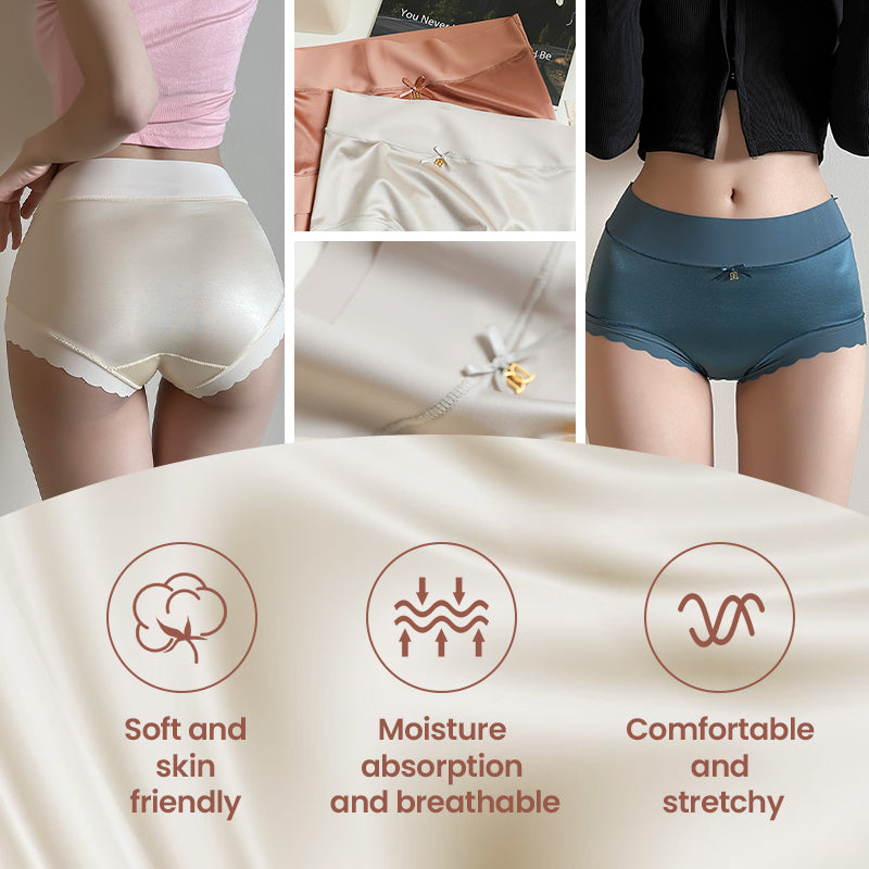 💥Kaufe 1 erhalte 2 gratis🥰Atmungsaktive Damen-Slips aus hochelastischem Satin mit Baumwollfutter, gesund, bequem und nahtlos