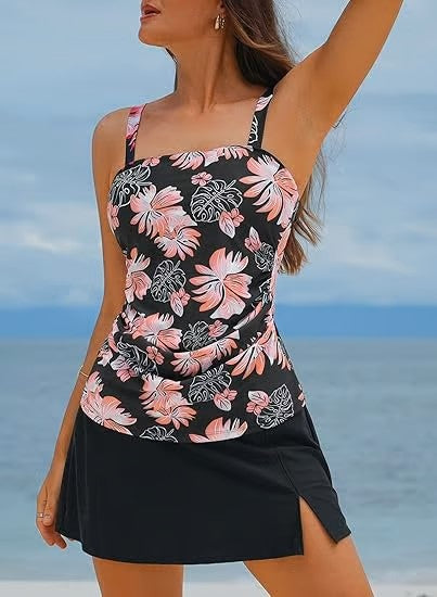 🩱Damen Vintage Bauchweg Zweiteiliger Tankini-Badeanzug