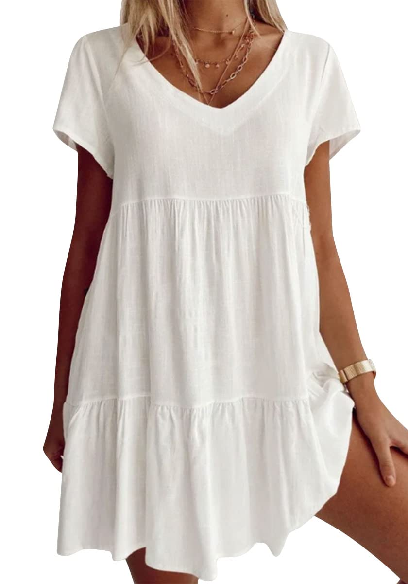 💝 Lässiges Kurzarmkleid mit V-Ausschnitt