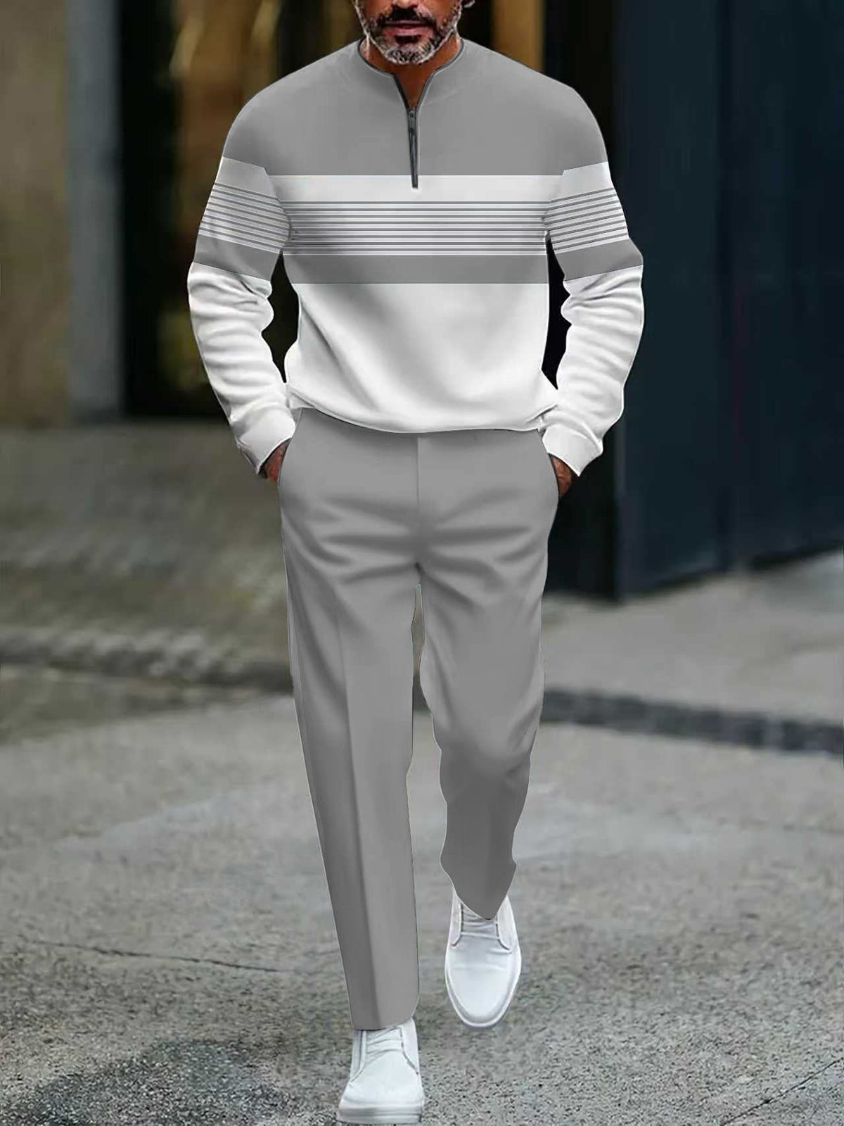 🔥NUR FÜR KURZE ZEIT 50% RABATT!⏰Herren-Set: Pullover mit grafischem Druck und Hose