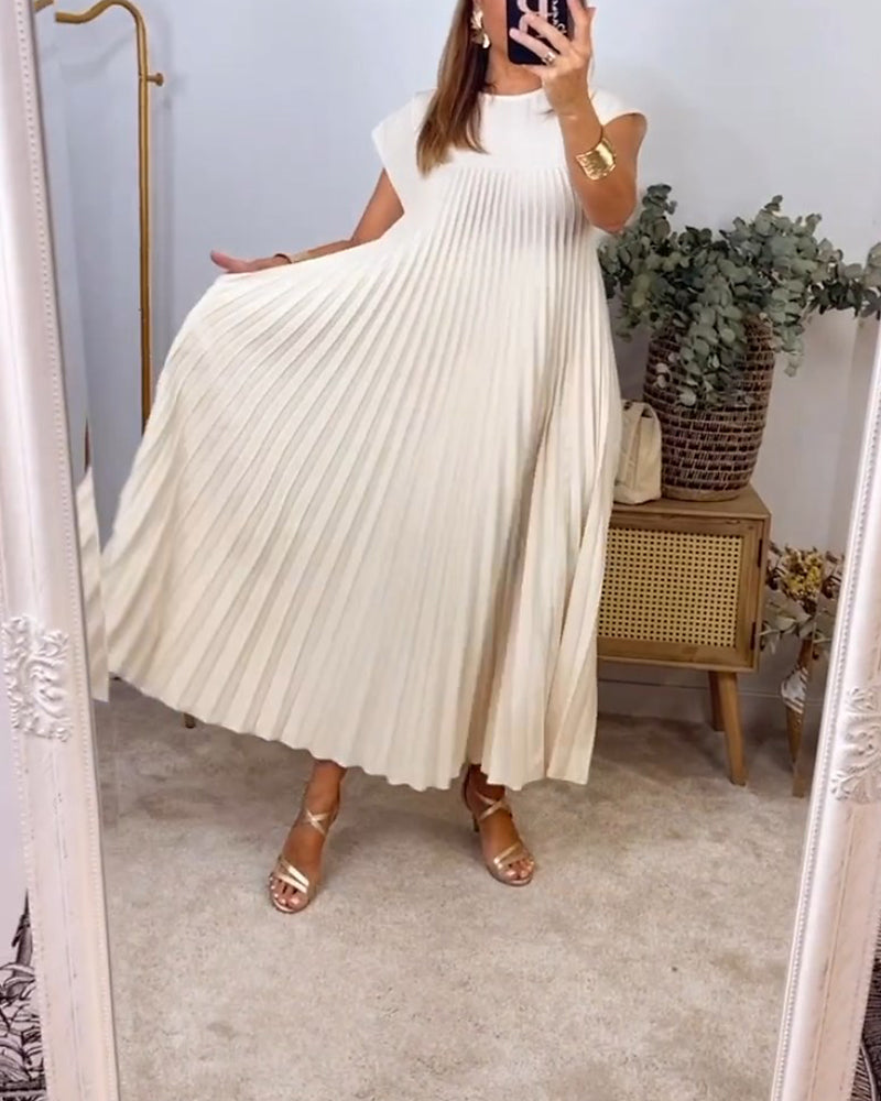 💞Ärmelloses, schlichtes, plissiertes, elegantes Kleid💞