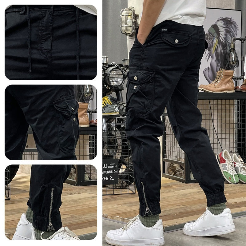 Herren-Cargohose mit elastischem Bund, Kordelzug und mehreren Taschen💖