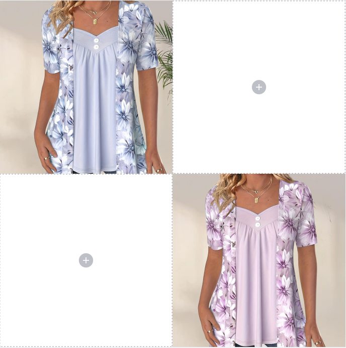 Unregelmäßiges Patchwork-Top mit Blumenmuster für Frauen