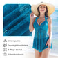 Damen-Badeanzug mit V-Ausschnitt und Spitzenbesatz und Boyshorts, zweiteilig