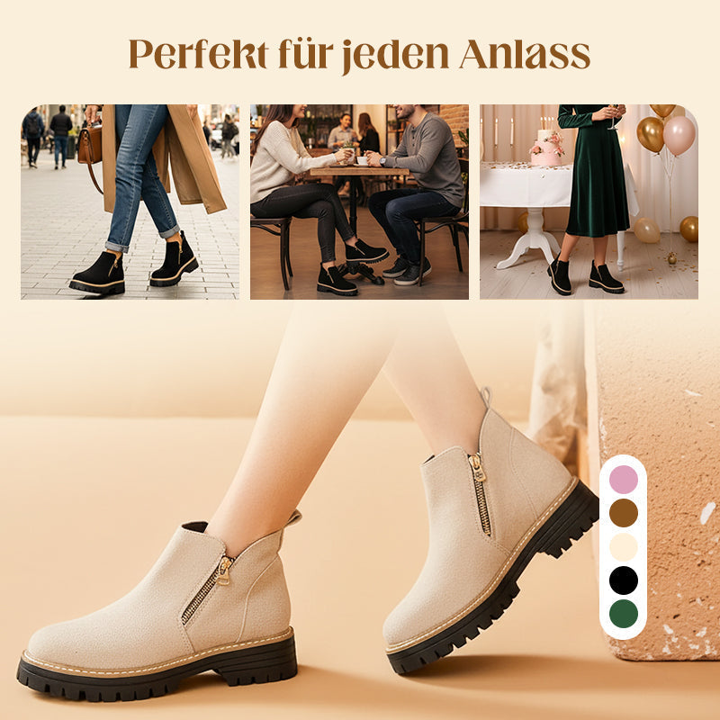 📢📢50%Rabatt!!!🎉🥾 Damenschuhe trendig und komfortabel, runde Spitze mit Zip 🌟👢