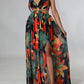 👗Women's Floral Print Chain Decor Split Thigh Tie Back Cami Dress