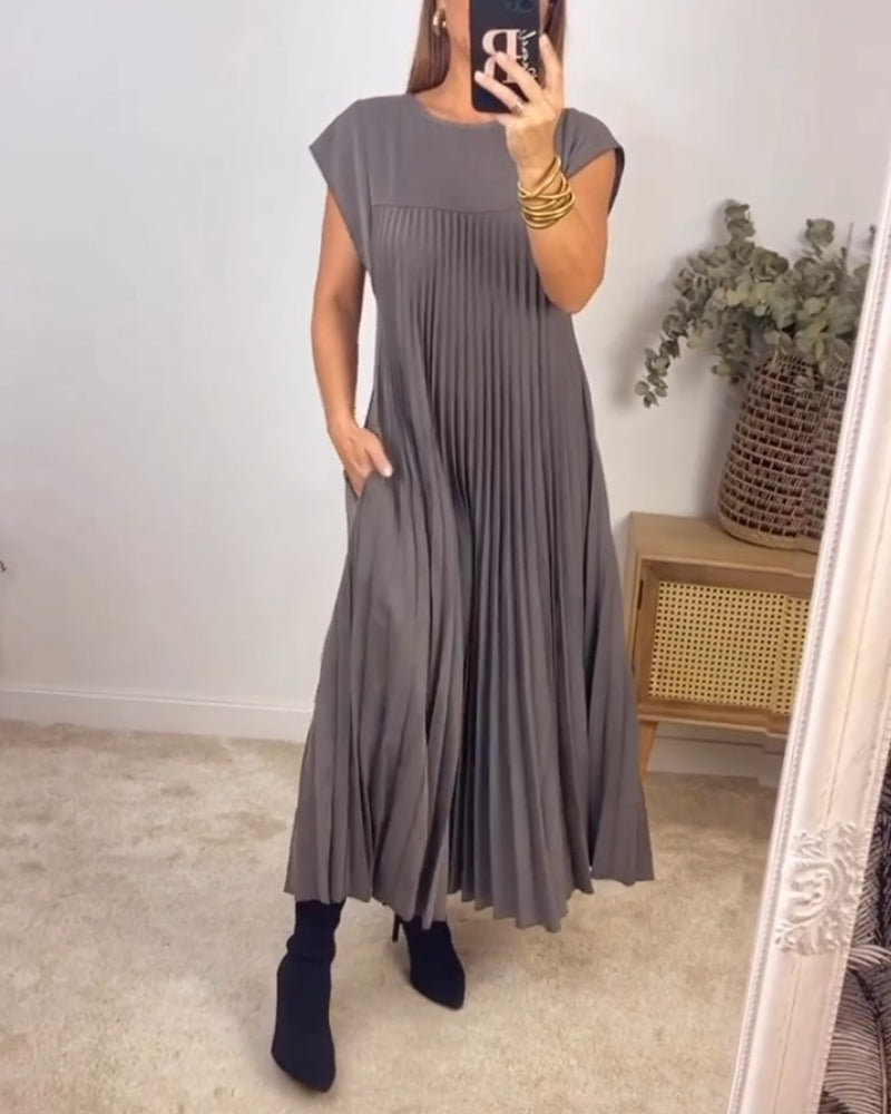 💞Ärmelloses, schlichtes, plissiertes, elegantes Kleid💞