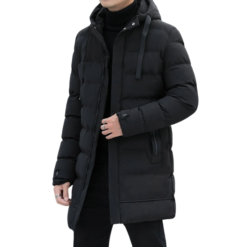 🔈🔈Nützliche Winterprodukte – 50 % reduziert❄️ Herren-Daunenjacke in mittlerer Länge mit Kapuze