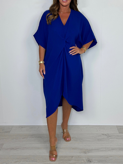 Kurzärmliges Maxikleid mit Knotendetail