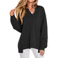 🍂✨Übergroßes Damen-Sweatshirt mit V-Ausschnitt, langärmelig, Tunika, leichter Pullover