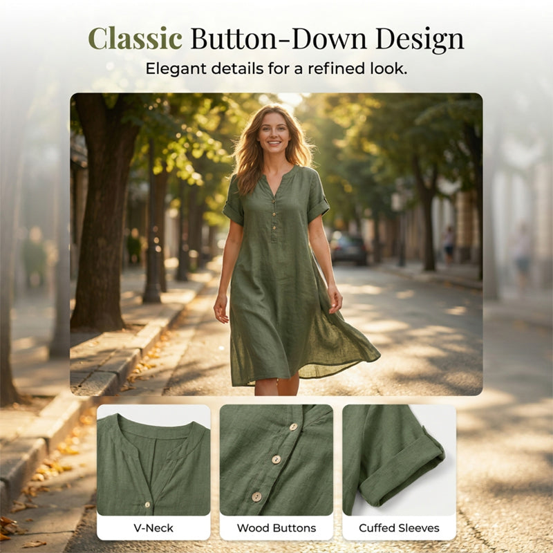 🥳Sonderangebot 2026🥳 Tunika-Kleid für Damen mit V-Ausschnitt – lockere Passform, Taschen und atmungsaktiv