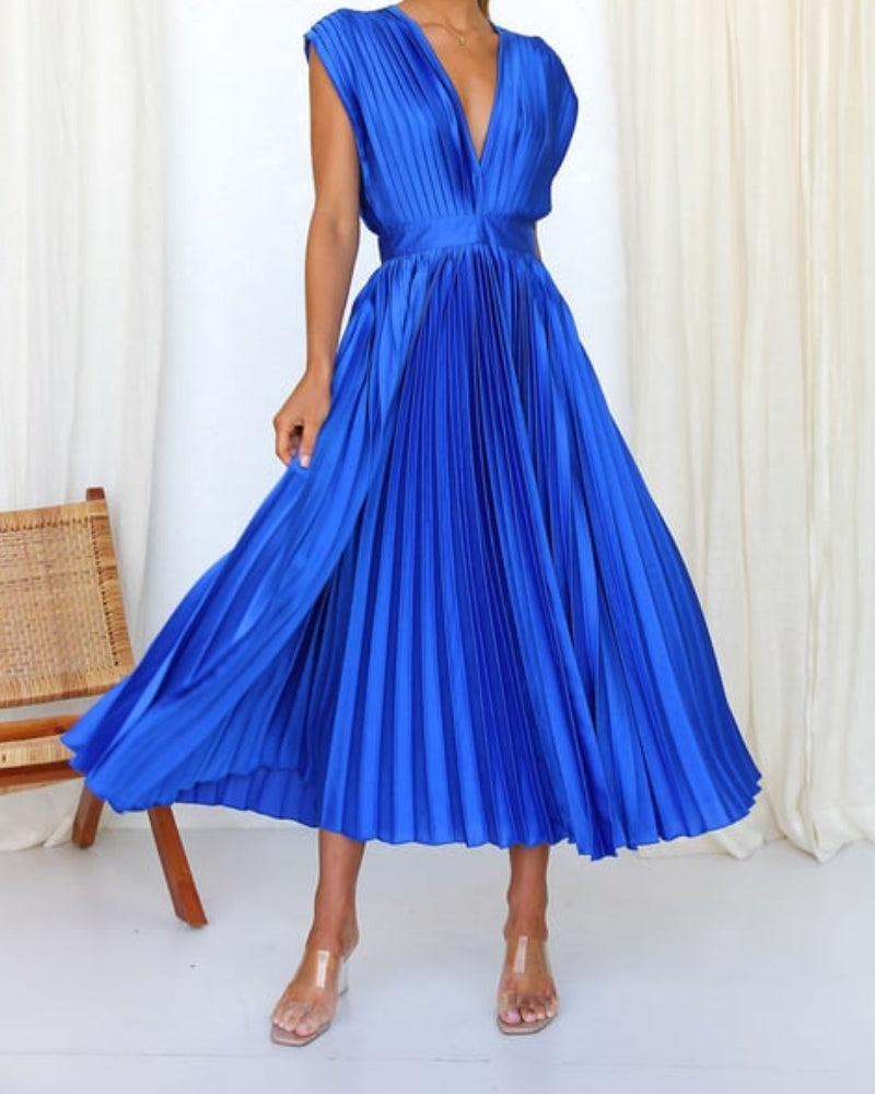 🔥 Zeitlich begrenzter 50% Rabatt💃 Drapiertes Faltenrockkleid mit V-Ausschnitt
