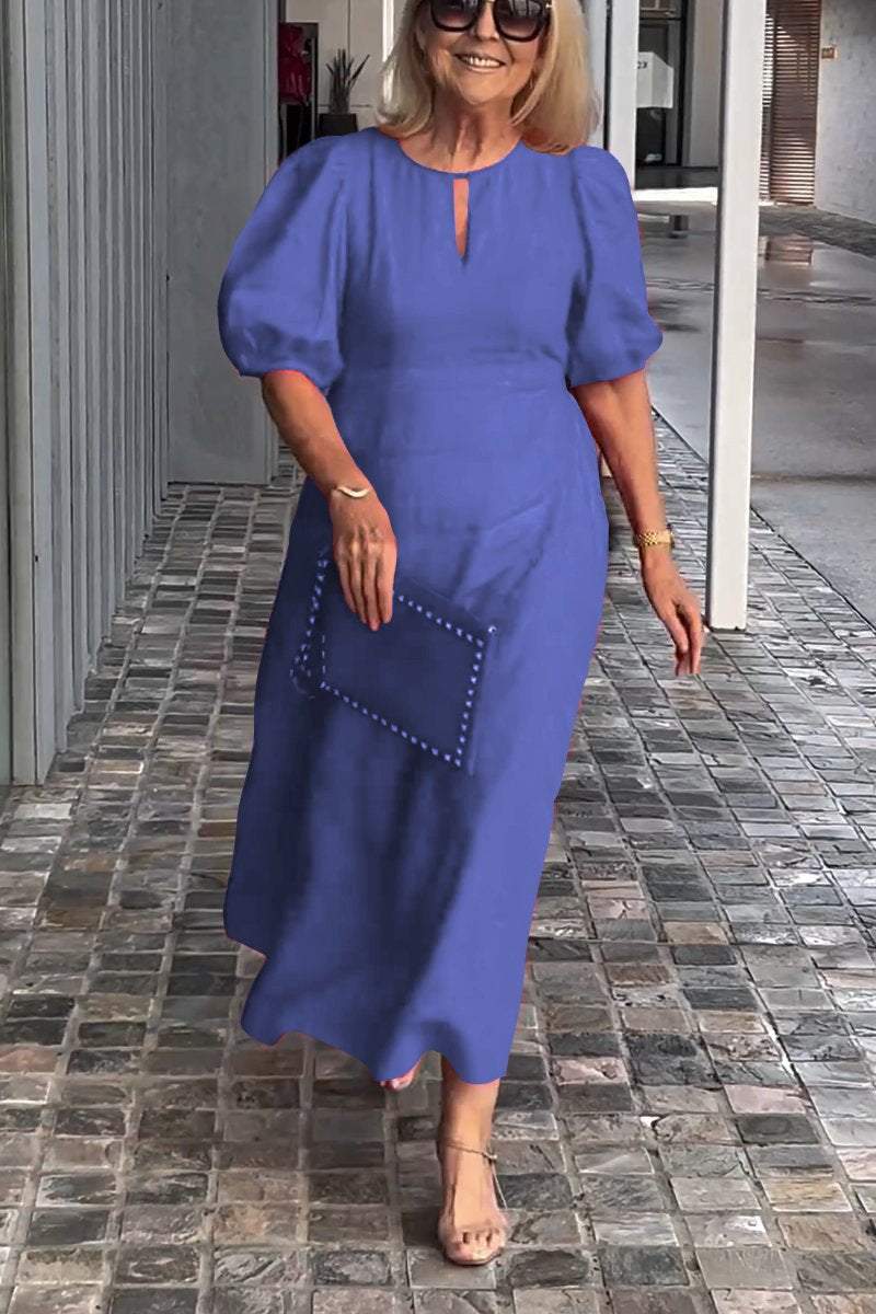 💞Einfarbiges Kleid aus Baumwollleinen