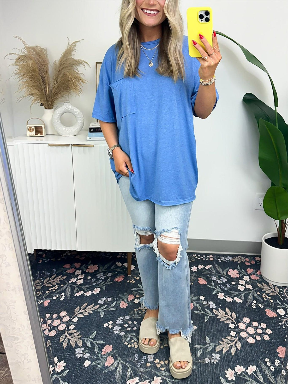 Damen Raw Edge Boxy Tee