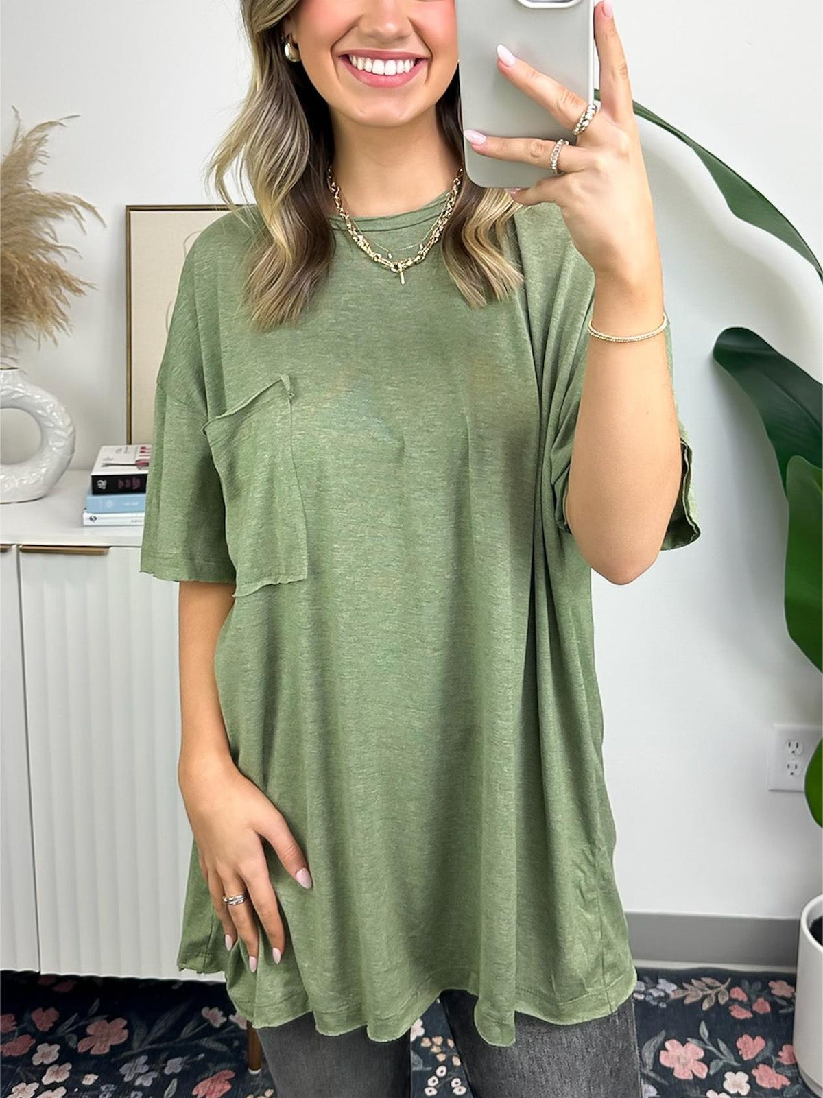 Damen Raw Edge Boxy Tee