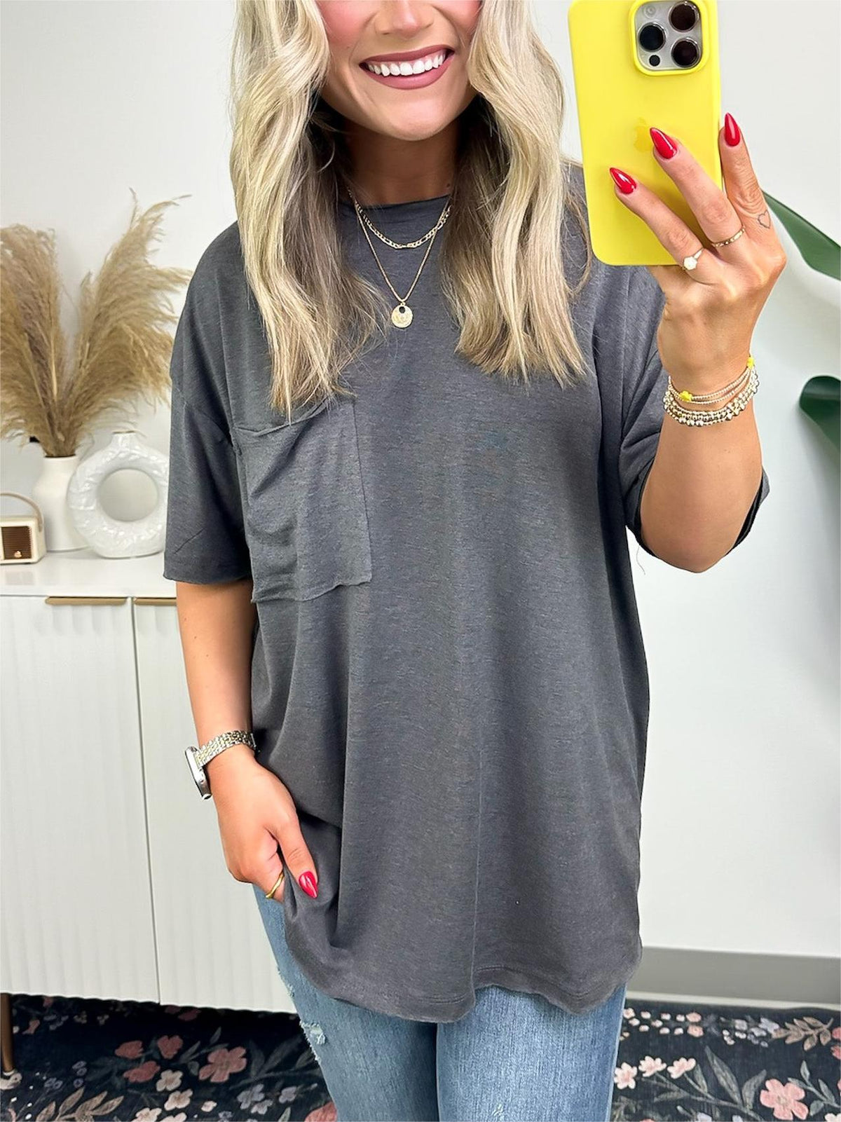 Damen Raw Edge Boxy Tee