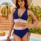 👙Patchwork-Bikini mit V-Ausschnitt, 2-teiliges Set