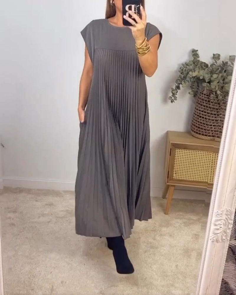 💞Ärmelloses, schlichtes, plissiertes, elegantes Kleid💞