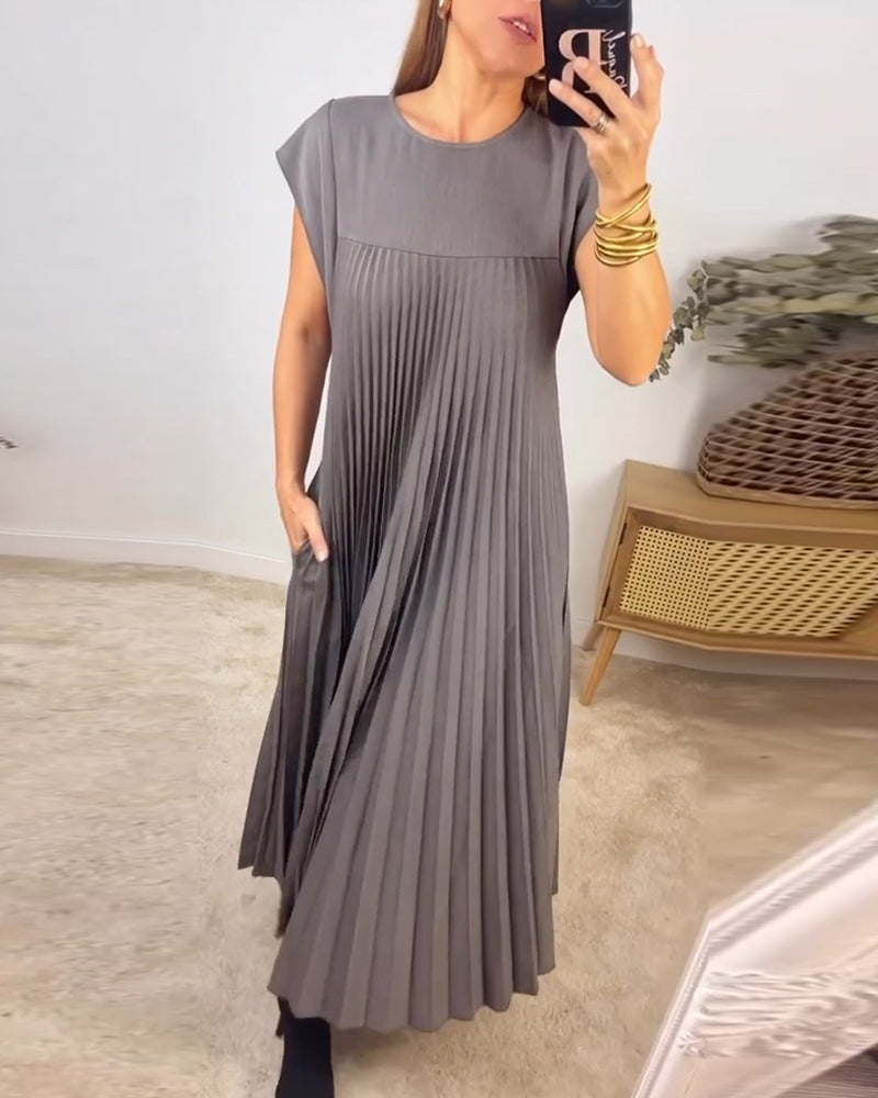 💞Ärmelloses, schlichtes, plissiertes, elegantes Kleid💞