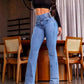 📢📢50%Rabatt!!!🎉✨ 2026 Mode-Neuheiten! 💕👖Stretch-Schlagjeans mit hohem Bund