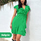 Elegantes Rüschenkleid mit Taillenschnürung und V-Ausschnitt für Damen