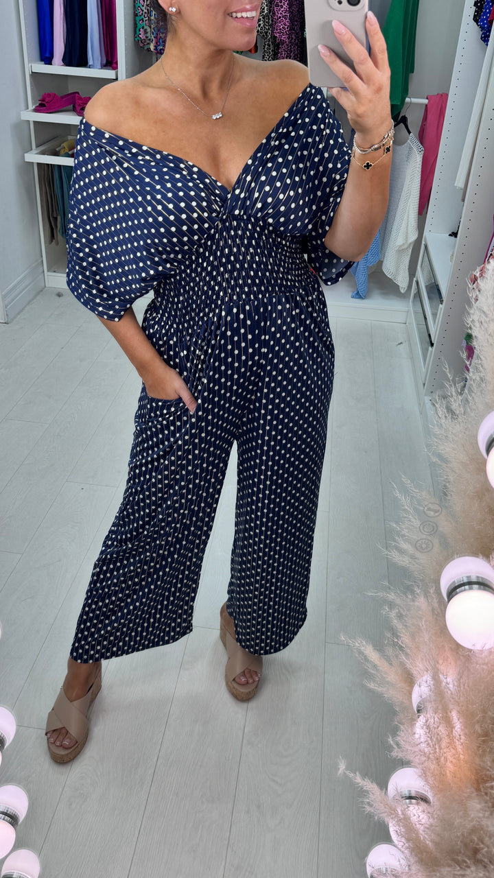 💖Jumpsuit mit elastischer Taille und Punktemuster