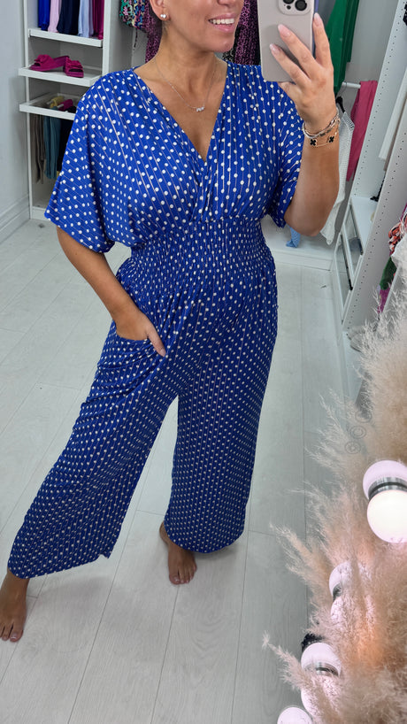 💖Jumpsuit mit elastischer Taille und Punktemuster