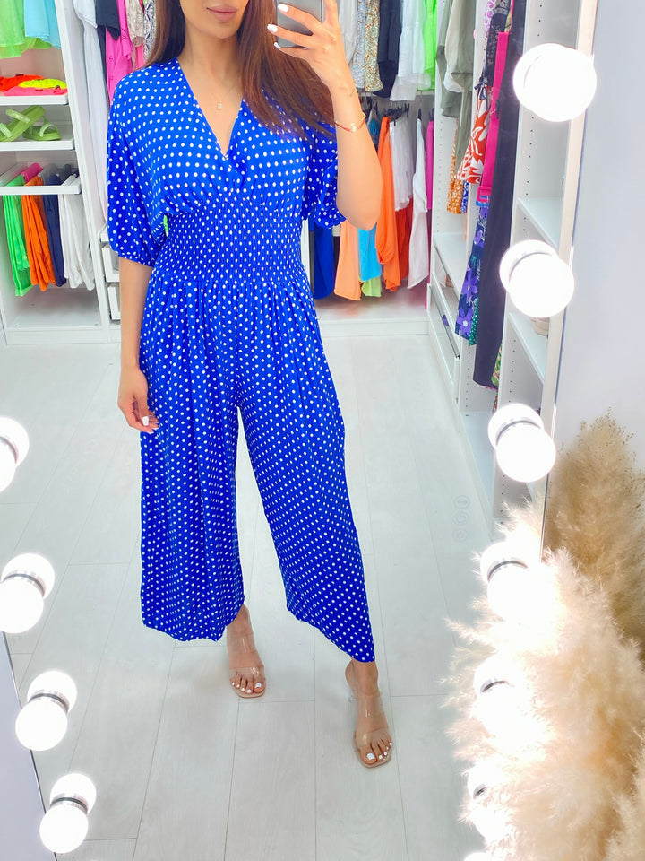 💖Jumpsuit mit elastischer Taille und Punktemuster