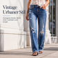 📢📢50%Rabatt!!!🎉✨Damen-Jeans im Used-Look mit geradem Bein