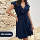 Elegantes Rüschenkleid mit Taillenschnürung und V-Ausschnitt für Damen
